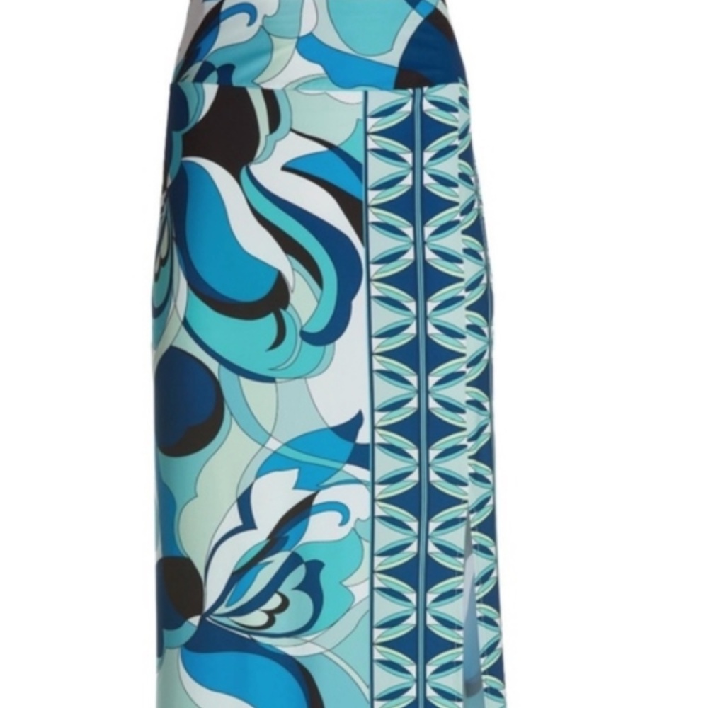 Blue wave Side Slit printed Maxi skirt - Picture 2 of 2